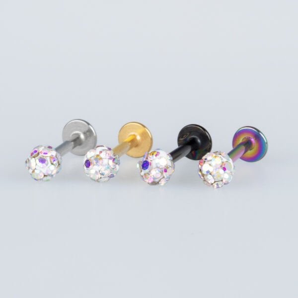 Toptan Piercing Labret Şambala Mumsuz 3.5mm Top Beyaz 8mm