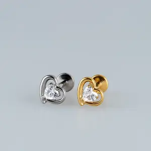 Toptan G23 Titanyum Kalpli Taşlı Piercing Beyaz 8mm