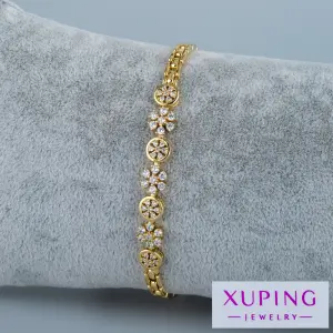Xuping Jewelry 14K Zarif Çiçek Motifli Zincir Bileklik