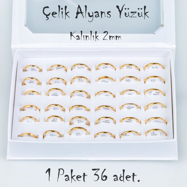 مجموعة خاتم الزواج الفولاذي 36 قطعة بخيارات سمك 2،3،4،5 مم