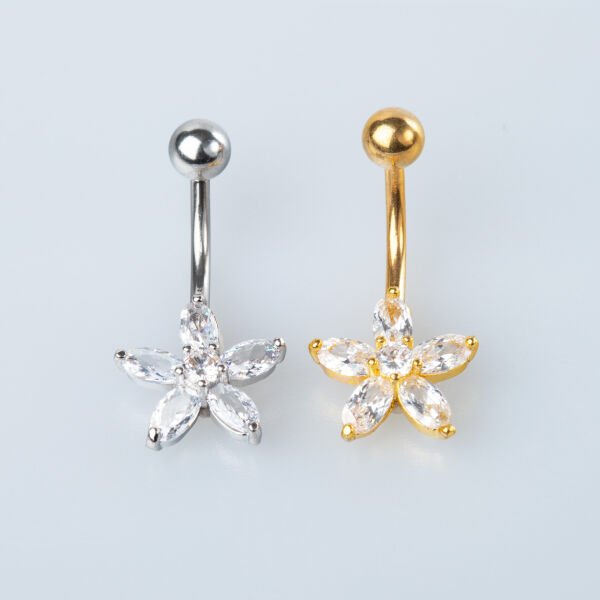 Piercing Göbek Çiçek Taşlı