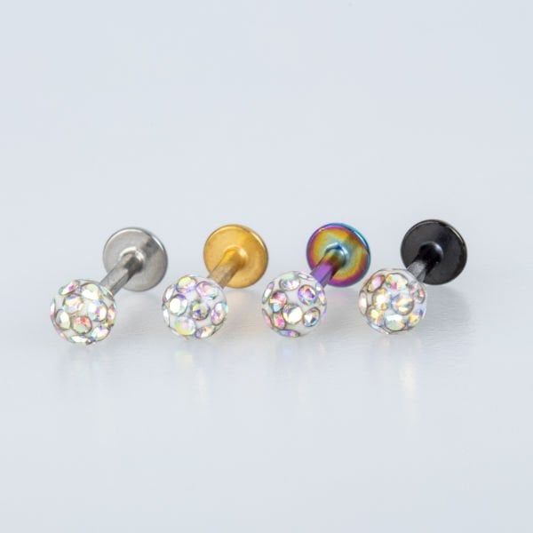 Toptan Piercing Labret Şambala Mumlu 3.5mm Top Beyaz 6mm