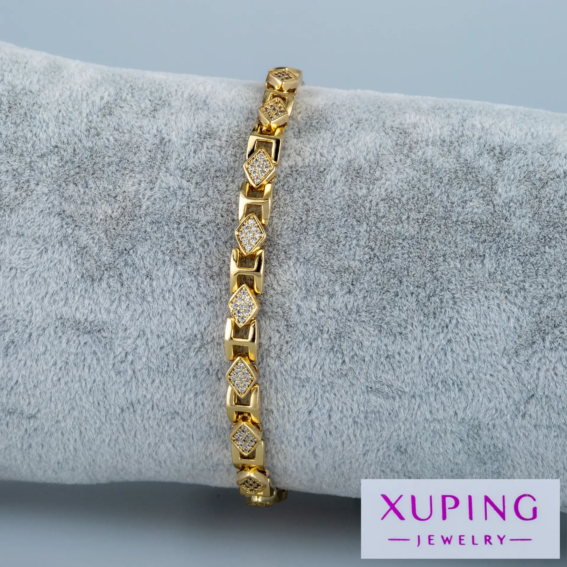 Xuping Jewelry 14K Karo Taşlı Zincir Bileklik