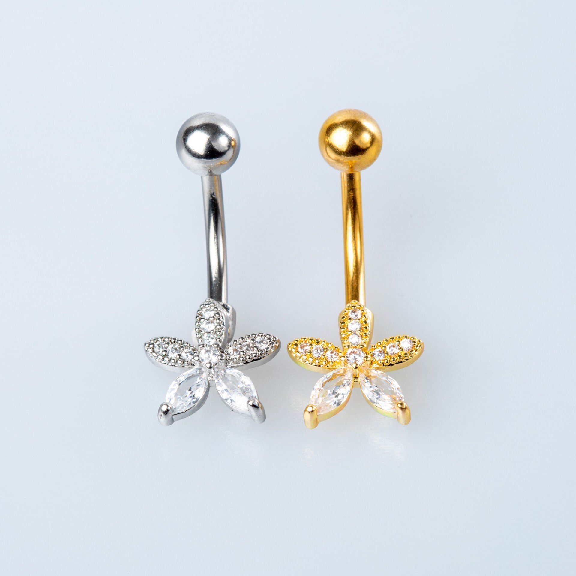 Piercing Göbek Çiçek Taşlı