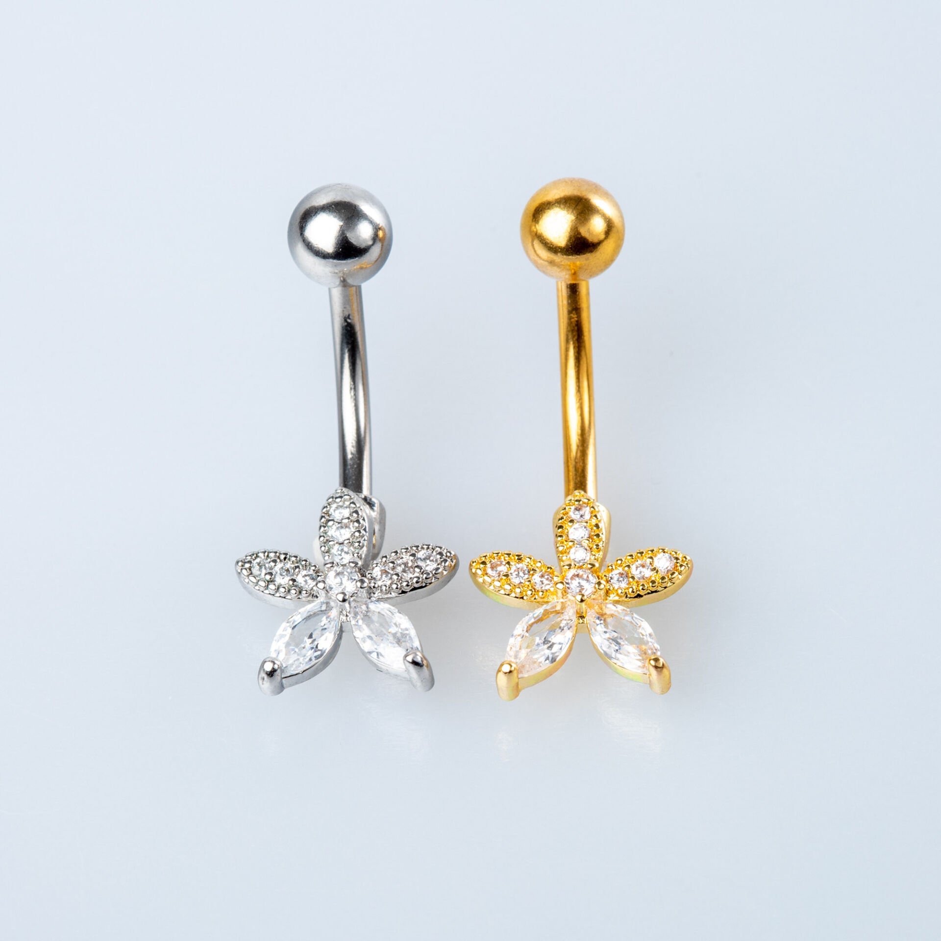 Piercing Göbek Çiçek Taşlı
