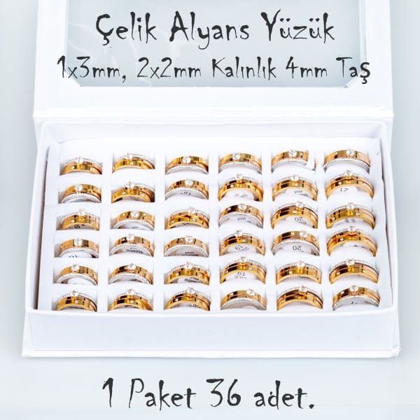 مجموعة خواتم الزفاف الفولاذية 36 قطعة من 3