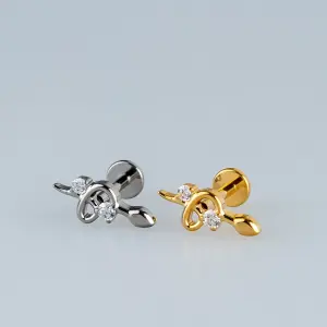 Toptan G23 Titanyum Yılan Piercing Beyaz 8mm