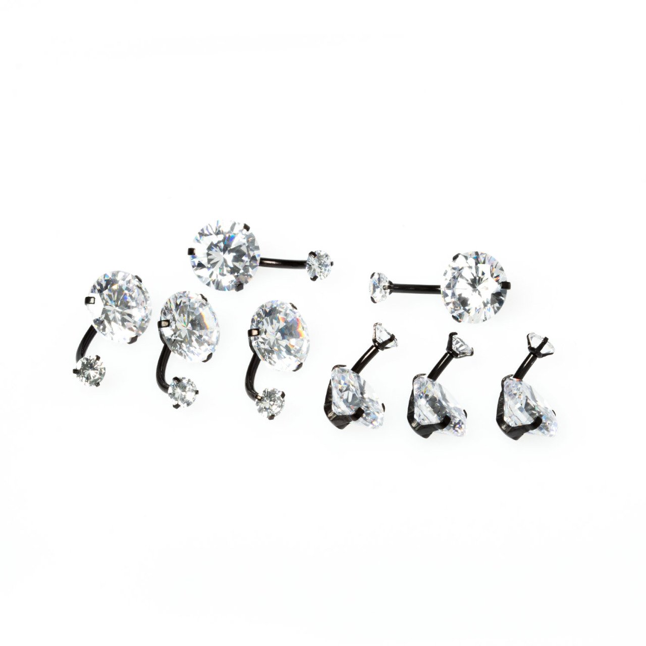 Toptan 316L Çelik Piercing Göbek 12mm Taşlı