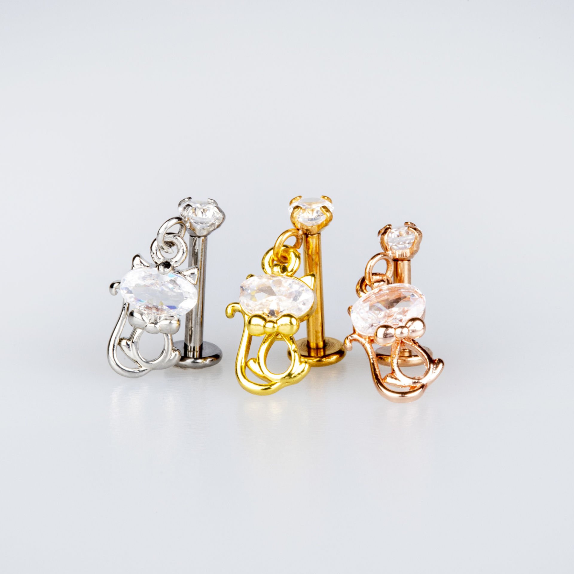 Toptan 316L Çelik Barlı Piercing Tragus Kedi