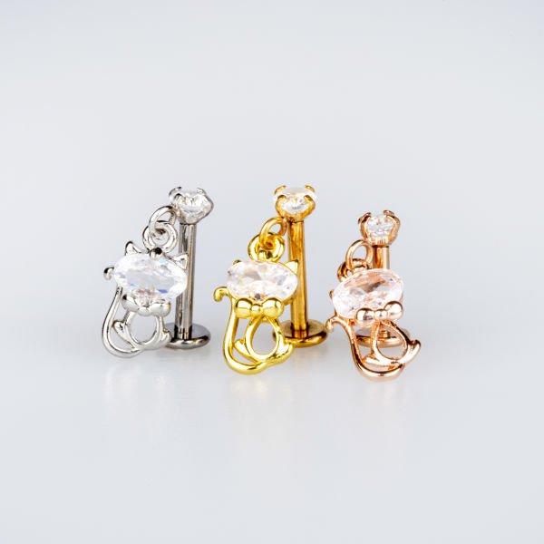 Toptan 316L Çelik Barlı Piercing Tragus Kedi