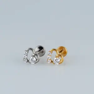 Toptan G23 Titanyum Taşlı Kalp Piercing Beyaz 8mm