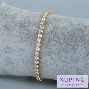 Xuping Jewelry 14K Yuvarlak Sıra Taşlı Zincir Bileklik