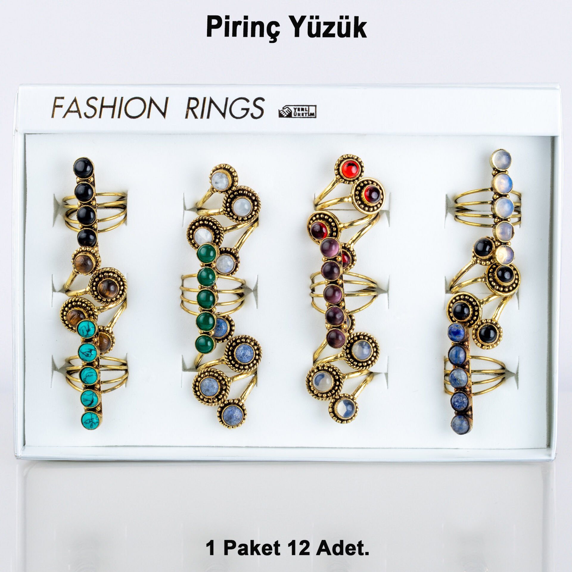 Pirinç Doğal Taş Yüzük-Paket