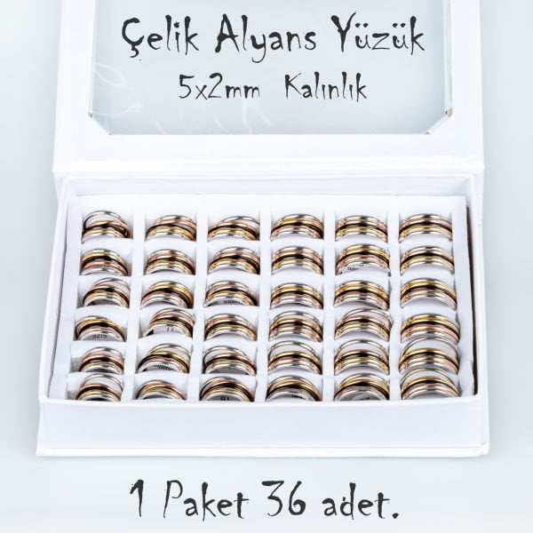 Çelik Alyans Yüzük Paket 36 Adet