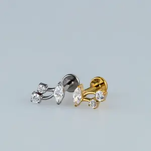 Toptan G23 Titanyum Markiz Kavisli Piercing Beyaz 8mm