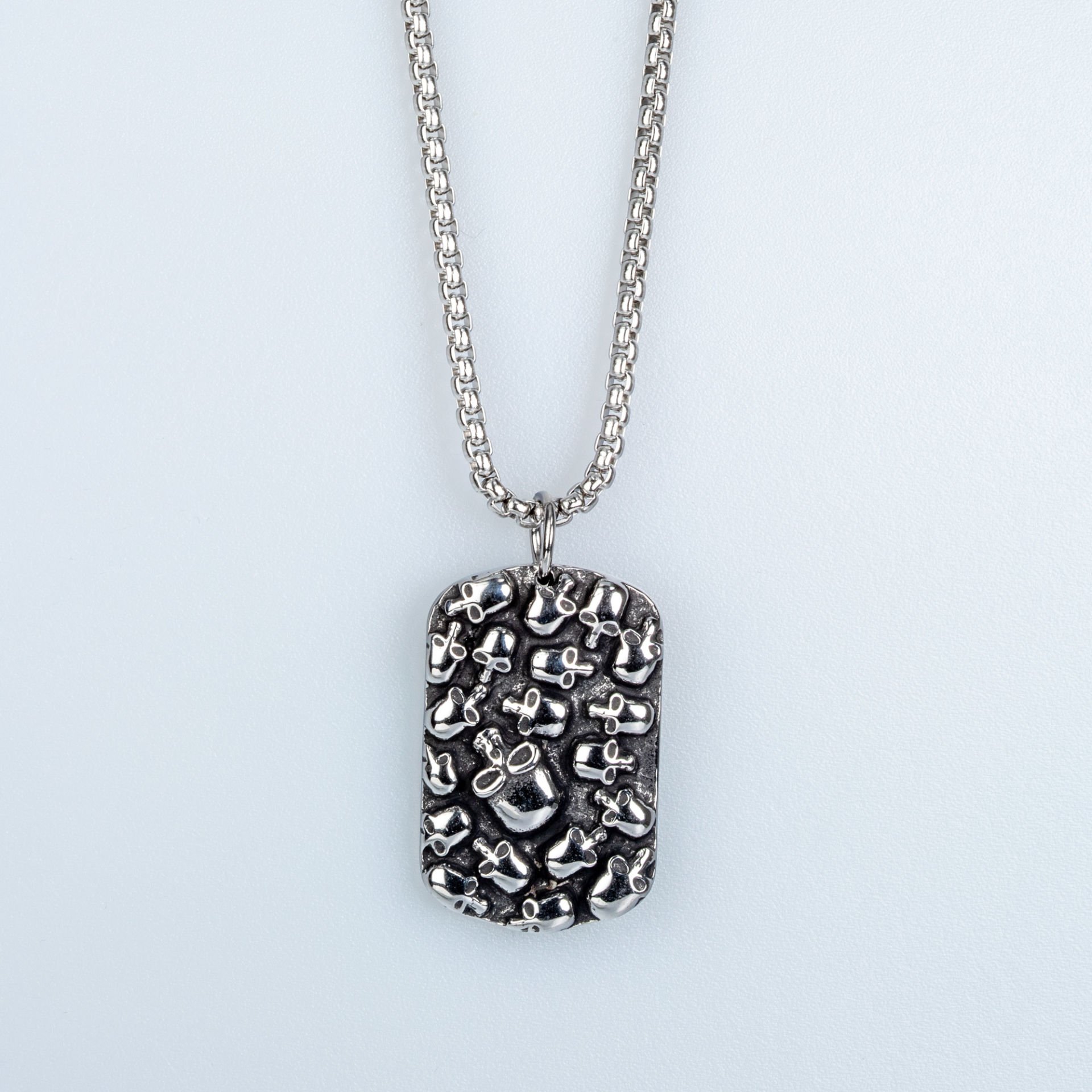 Steel Necklace Skull Imprint