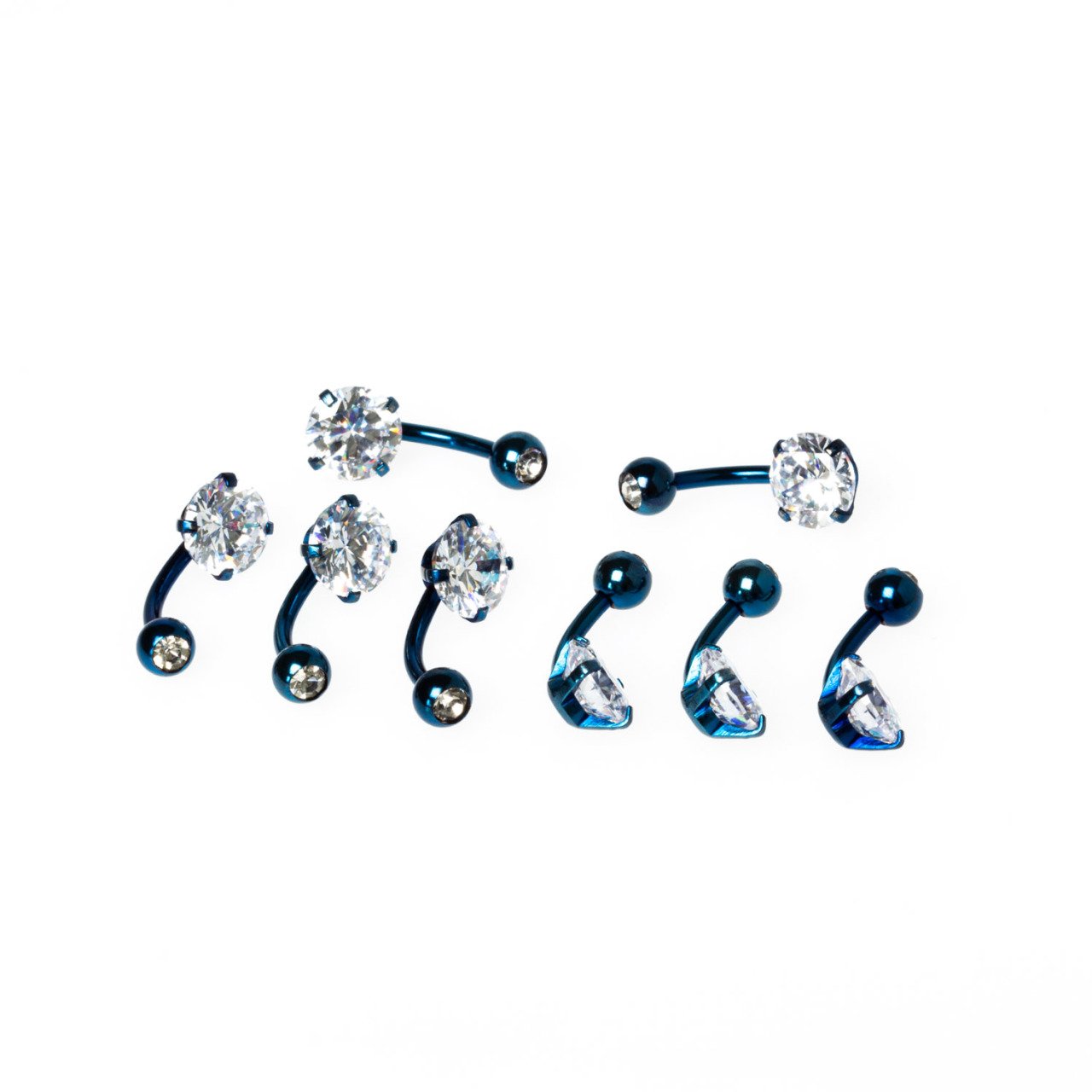 Toptan 316L Çelik Piercing Göbek 8mm Taşlı