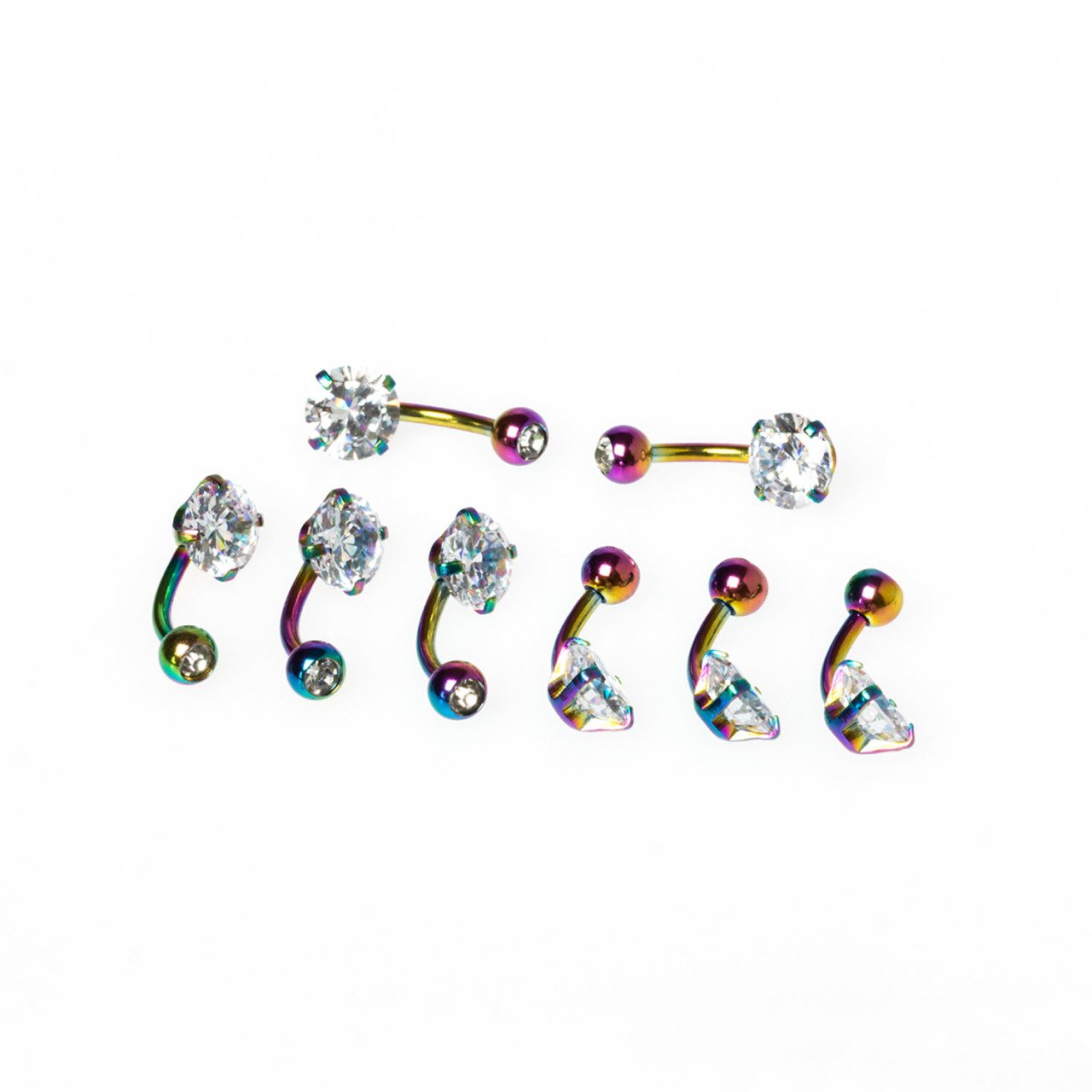 Toptan 316L Çelik Piercing Göbek 8mm Taşlı