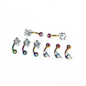 Piercing Göbek 8mm Taşlı