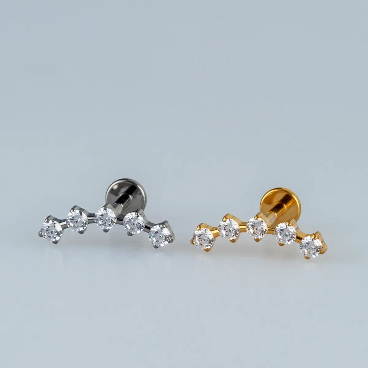 Toptan G23 Titanyum Beşli Kavisli Piercing Beyaz 8mm