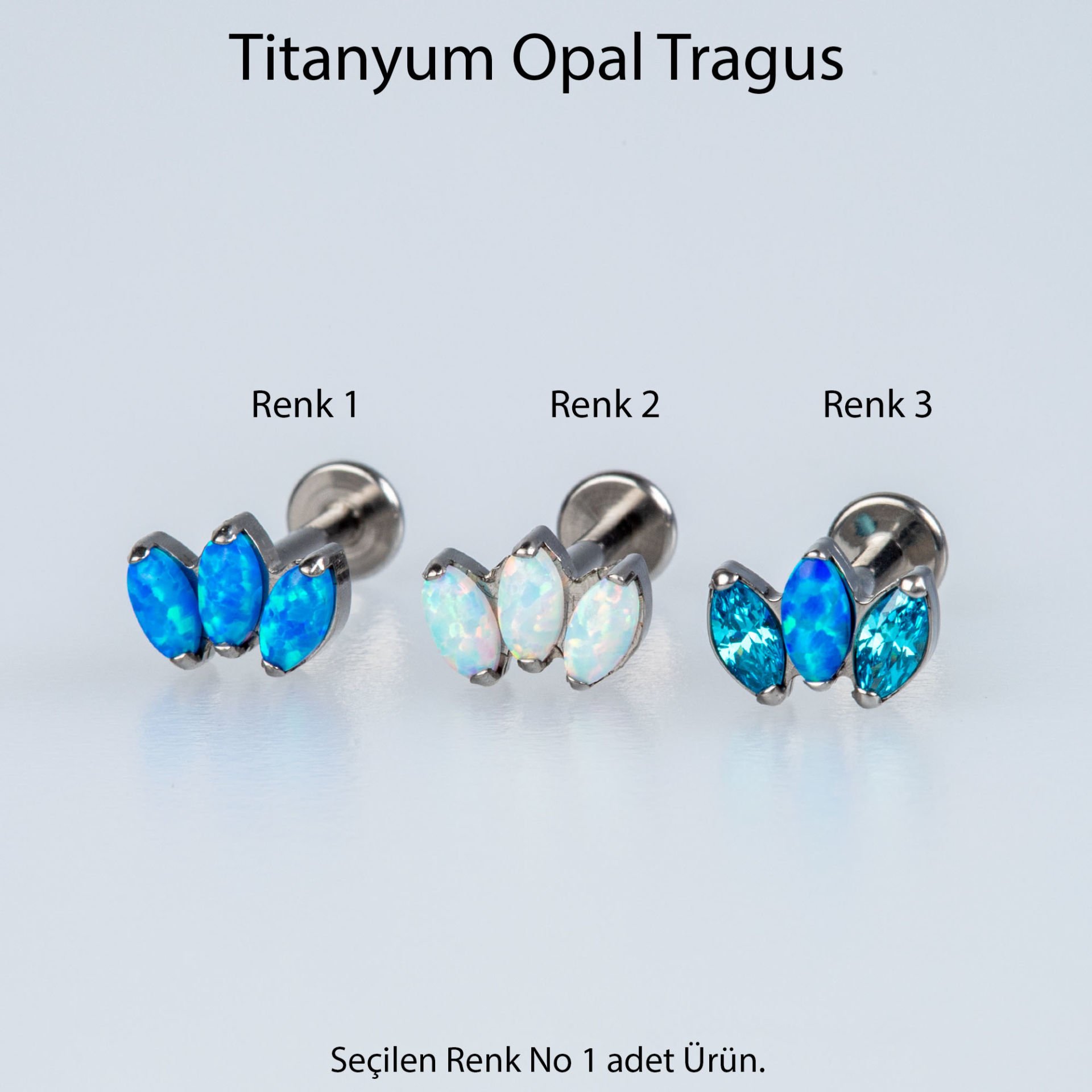 Piercing Titanyum Tragus Opal Renk 1