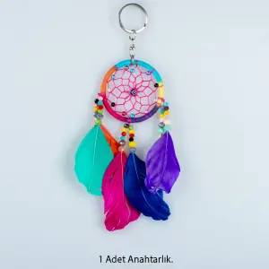 Toptan El Yapımı Tüylü Düş Kapanı Anahtarlık (4 Renk Seçeneği)