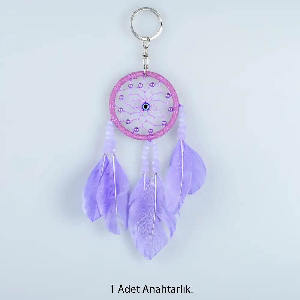 Toptan El Yapımı Tüylü Düş Kapanı Anahtarlık (4 Renk Seçeneği) Renk 2
