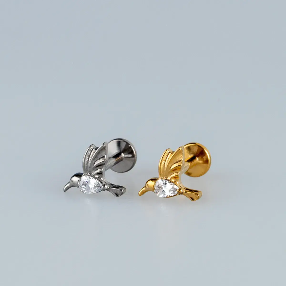 Toptan G23 Titanyum Kuşlu Piercing Beyaz 8mm