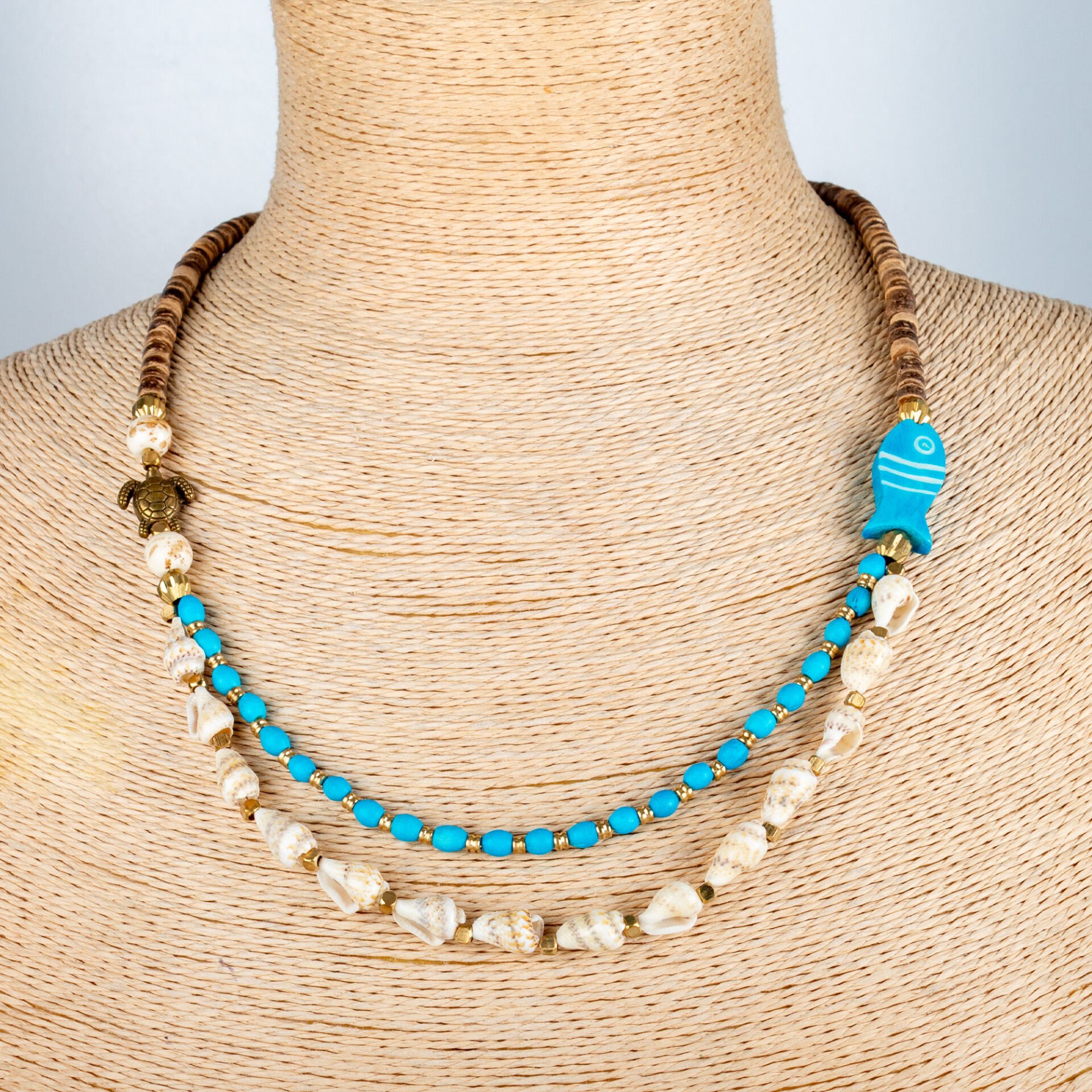 Etnik Doğal Taş Deniz Kabuğu Kolye