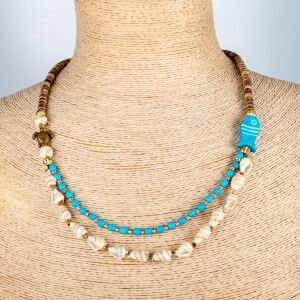 Etnik Doğal Taş Deniz Kabuğu Kolye