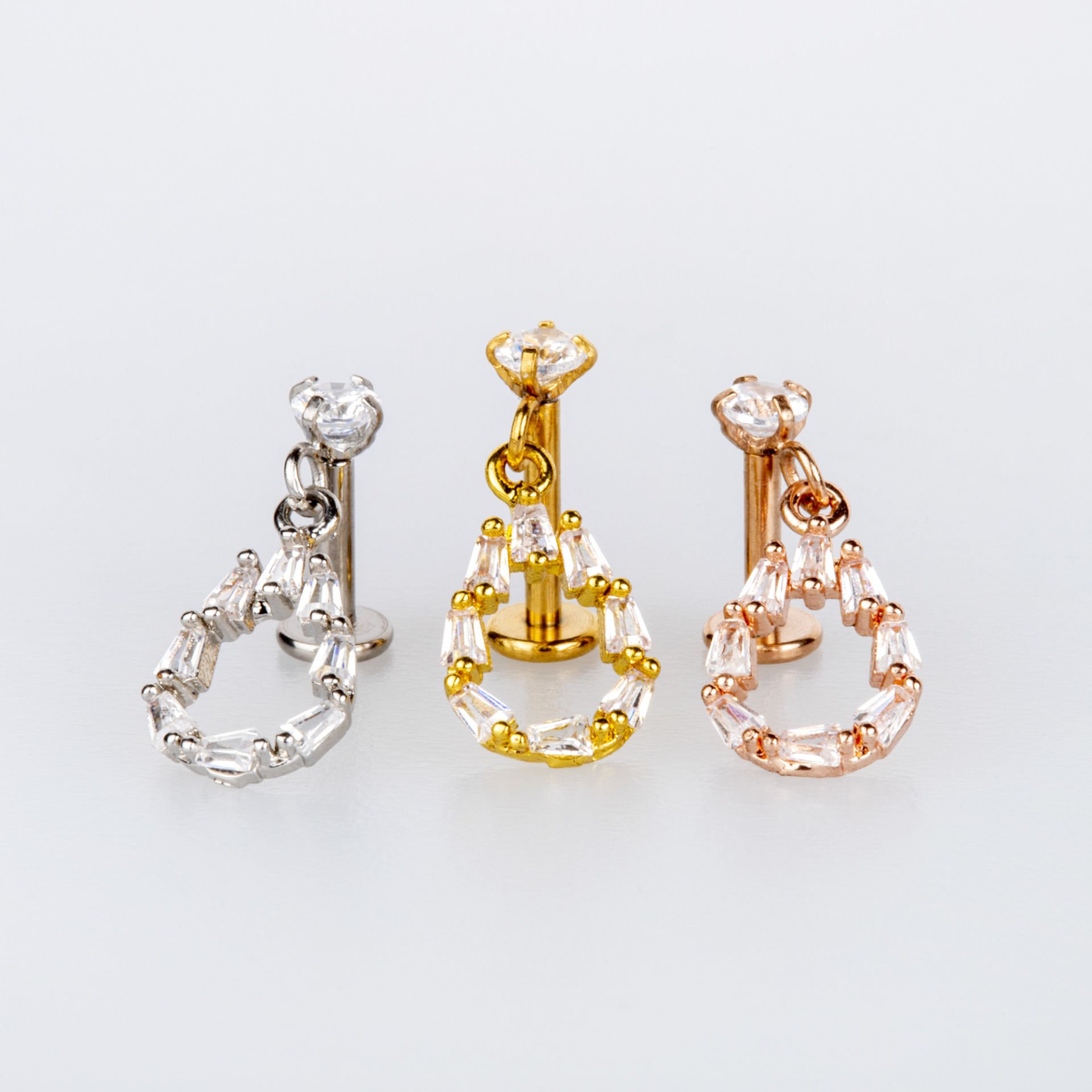 Toptan 316L Çelik Barlı Piercing Tragus Damla