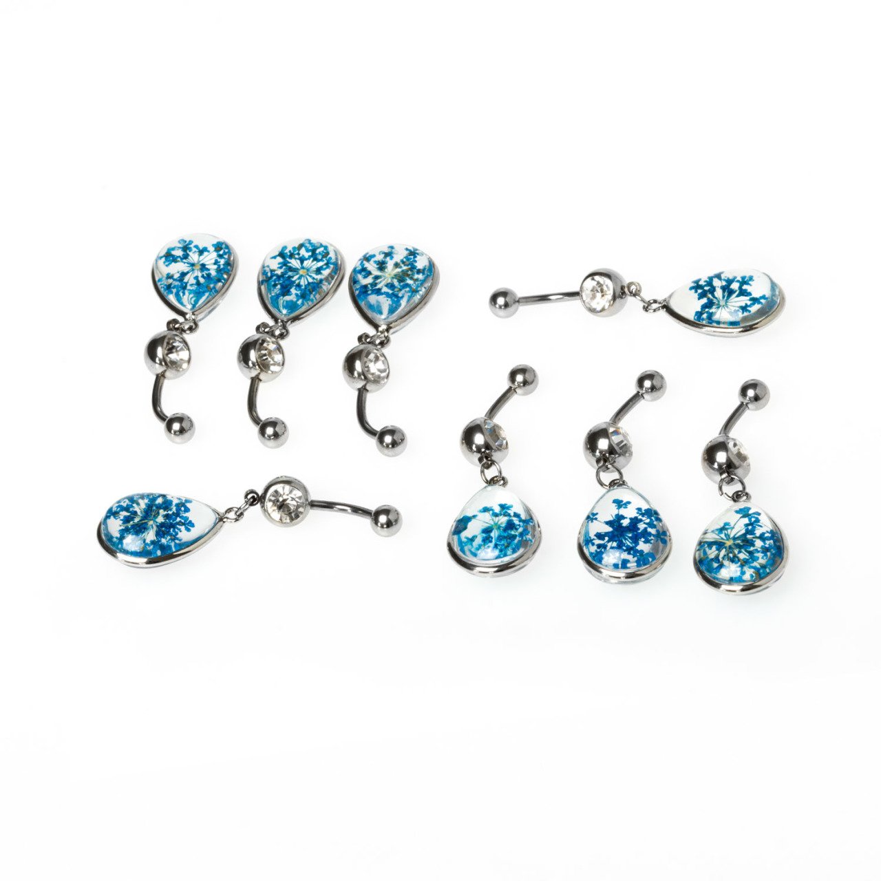 Toptan 316L Çelik Piercing Göbek Epoksi Çiçek