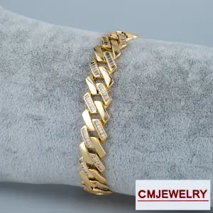 CM Jewelry 14K Zincir Taşlı Bileklik