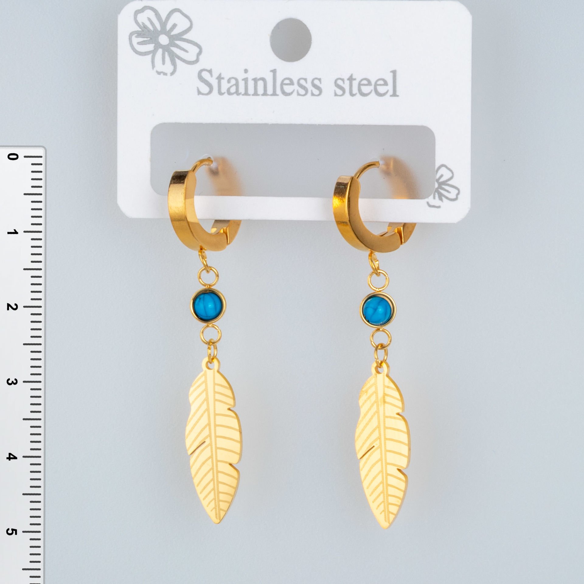 Steel Earring Leaf - 1 Pair