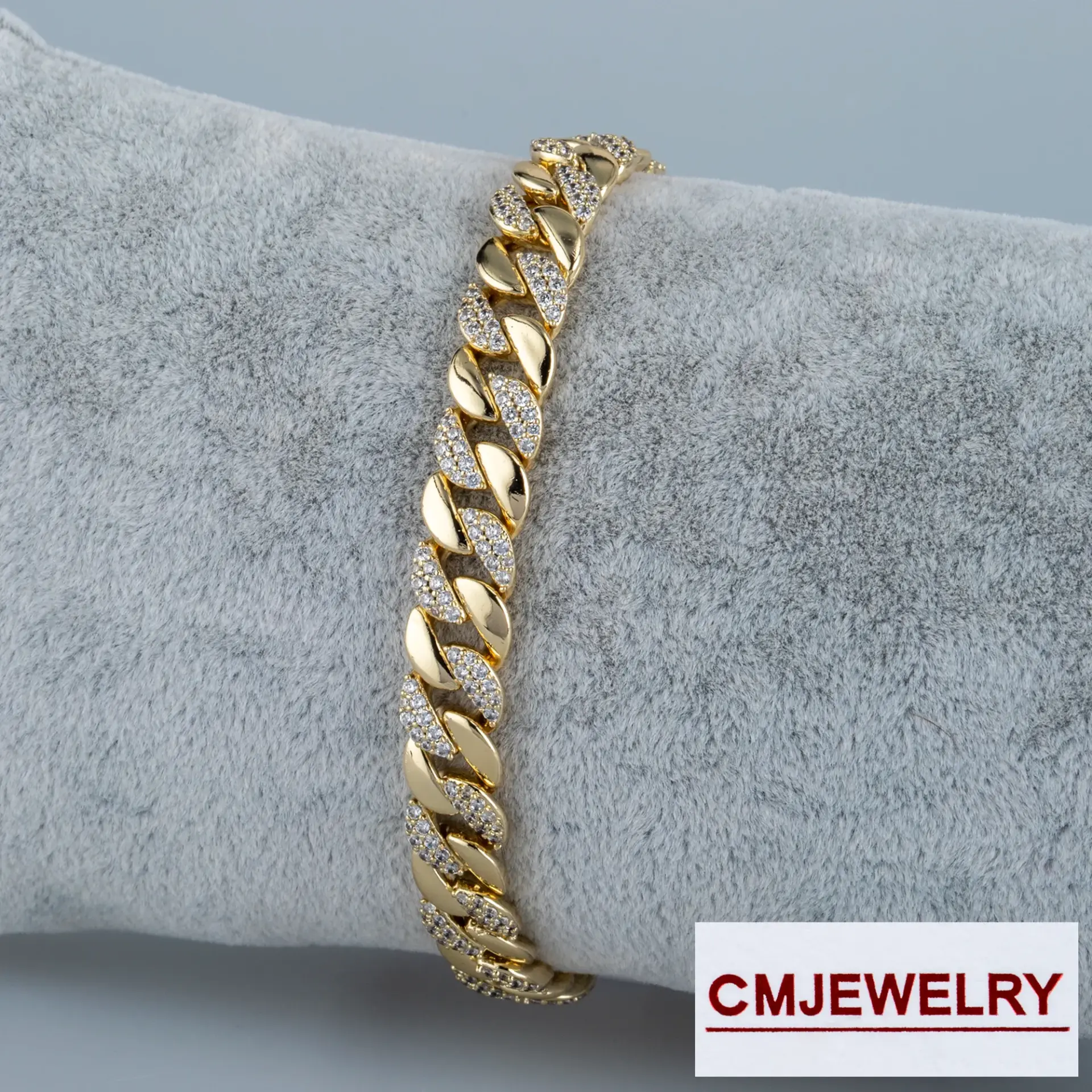 CM Jewelry 14K Zincir Taşlı Bileklik