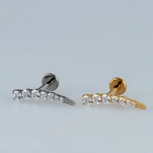 Toptan G23 Titanyum Yedili Kavisli Piercing Beyaz 8mm