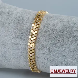 CM Jewelry 14K Zincir Taşlı Bileklik