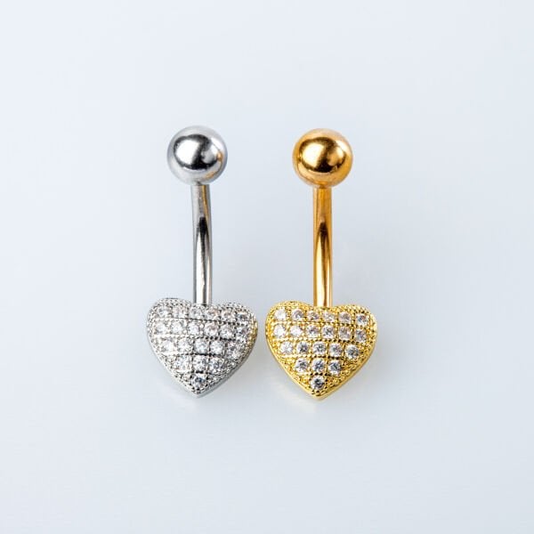 Piercing Göbek Kalp Taşlı