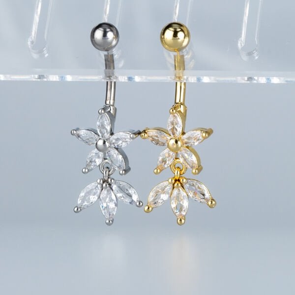 Piercing Göbek Fashion Çiçek Sarı