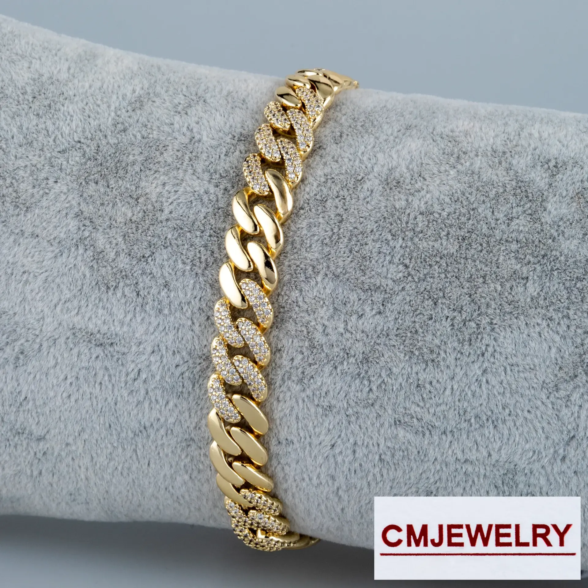 CM Jewelry 14K Zincir Taşlı Bileklik