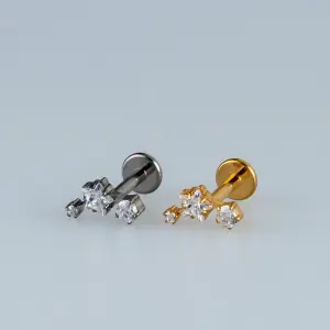 Toptan G23 Titanyum Yıldızlı Kavisli Piercing Beyaz 8mm