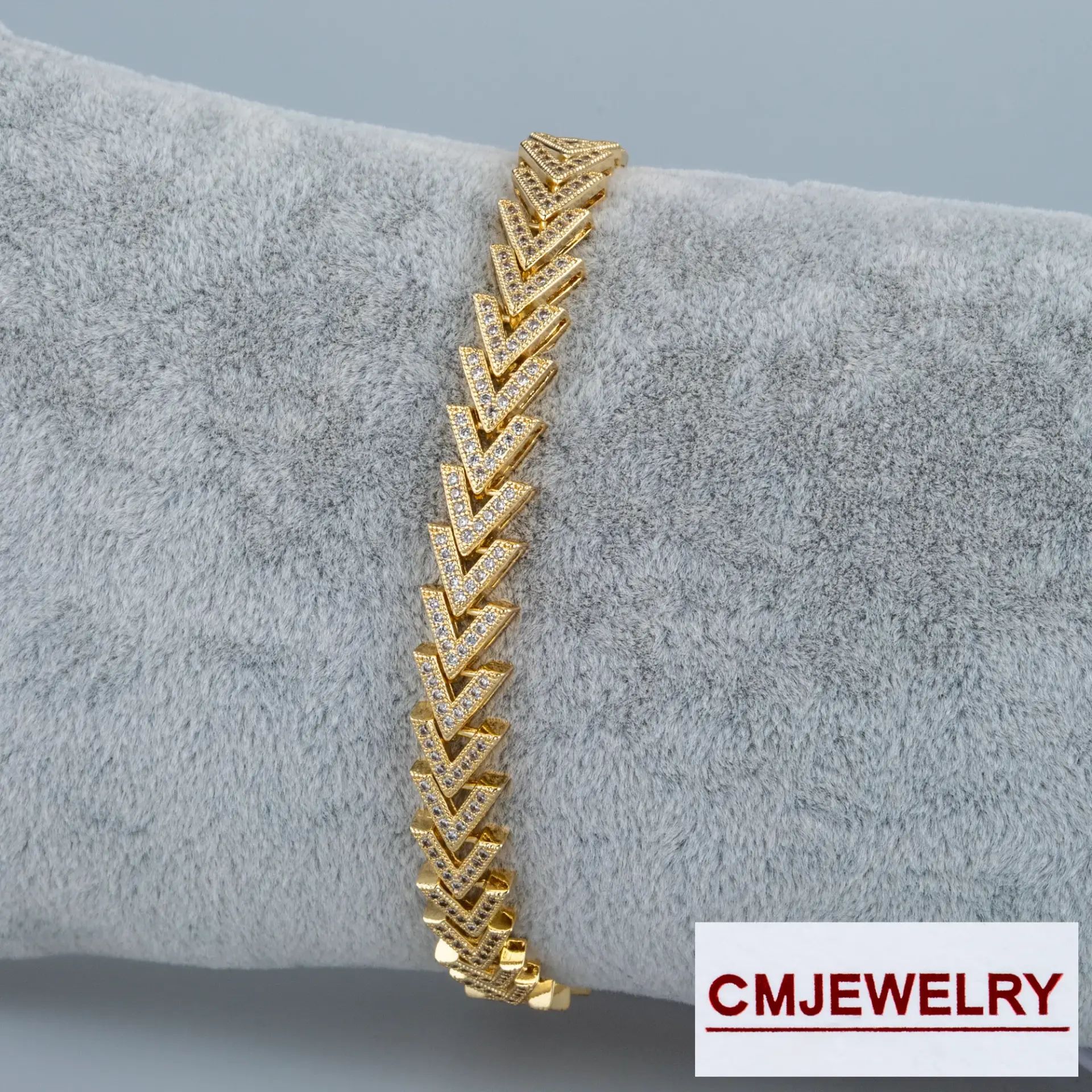 CM Jewelry 14K Zincir Taşlı Bileklik