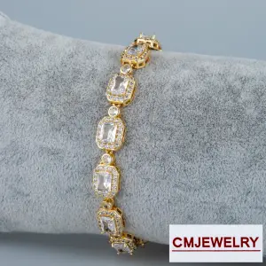 CM Jewelry 14K Zincir Taşlı Bileklik