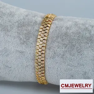 CM Jewelry 14K Zincir Taşlı Bileklik