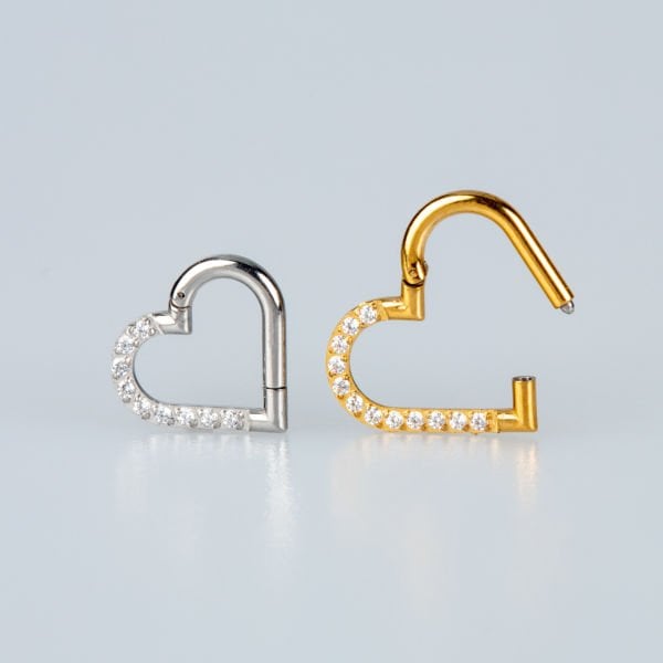 Piercing Heart Segment Stone Yellow 10mm
