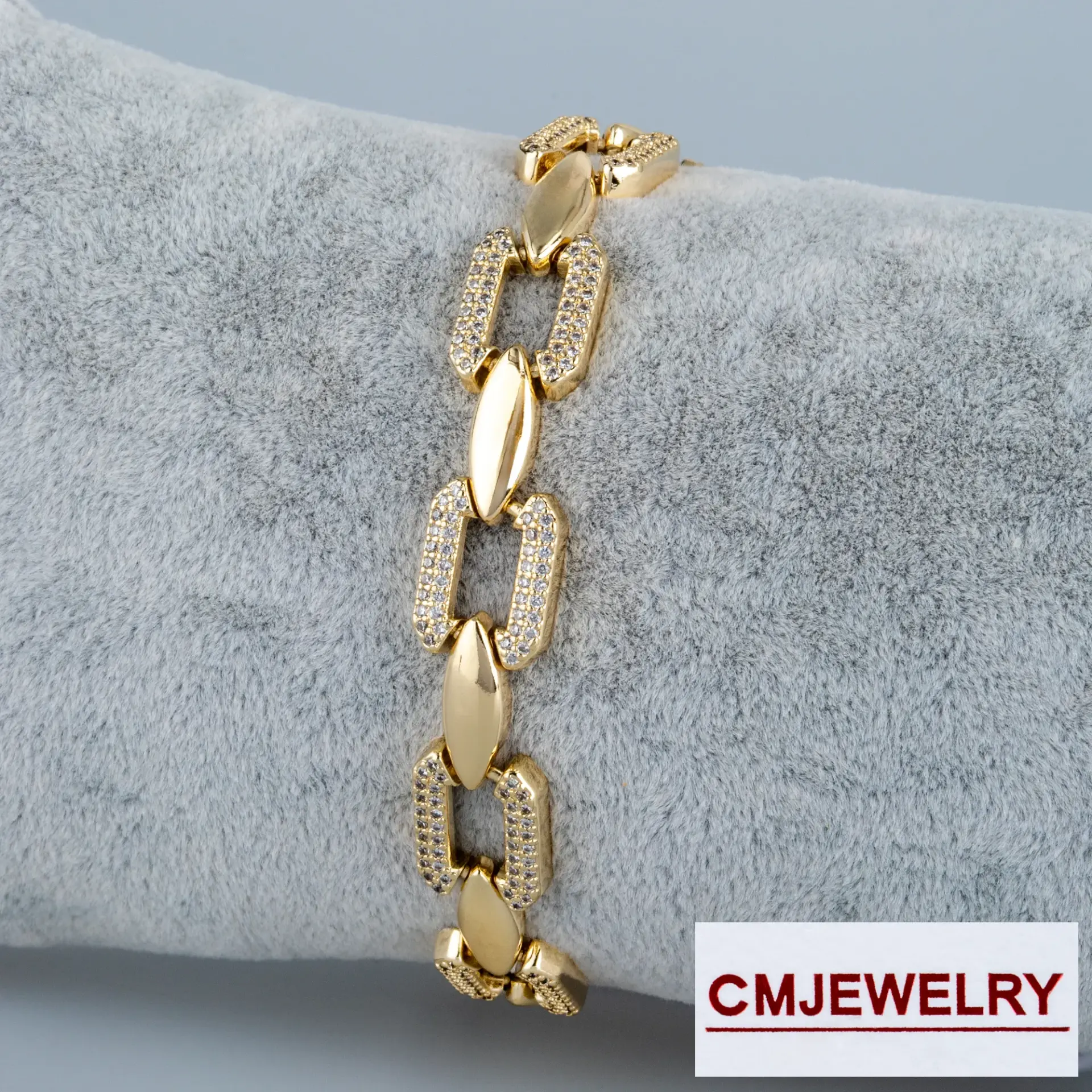 CM Jewelry 14K Zincir Taşlı Bileklik