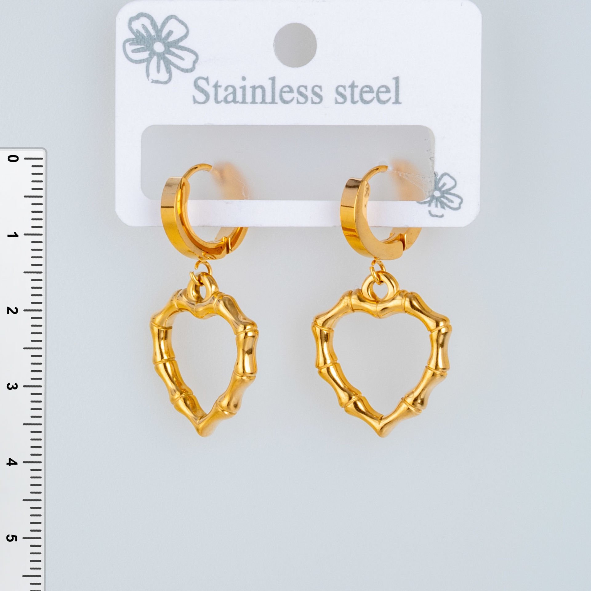 Çelik Küpe Kalp - 1  Çift