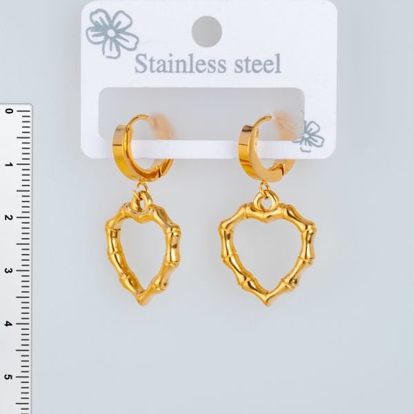 Çelik Küpe Kalp - 1  Çift