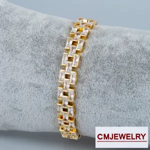 CM Jewelry 14K Zincir Taşlı Bileklik