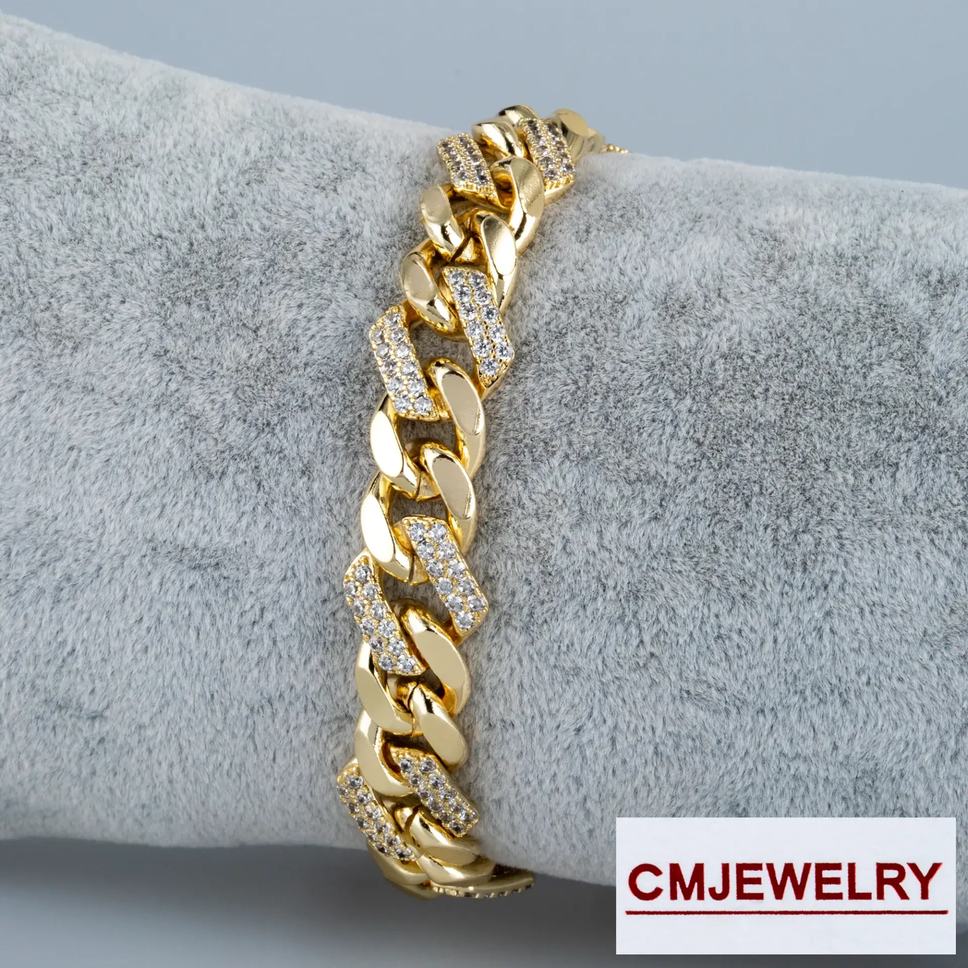 CM Jewelry 14K Zincir Taşlı Bileklik